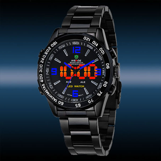 30 Meters Water Resistant Casual Men's LED Analog Digital Watch
