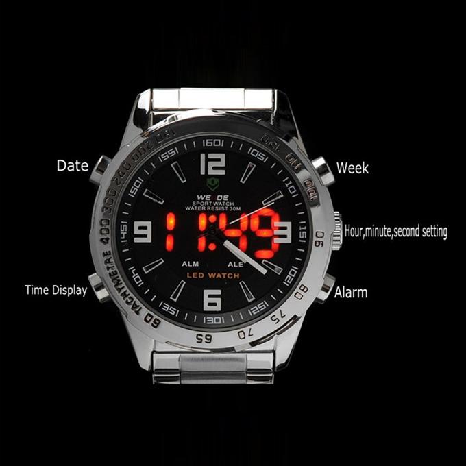 30 Meters Water Resistant Men's LED Analog Digital Watch