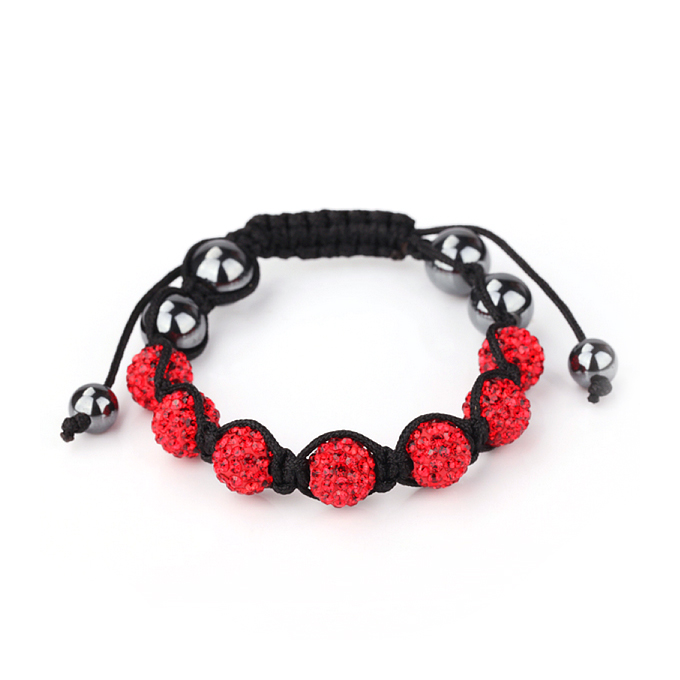 Shambhala Seven Diamond Rhinestone Bead Ball Nylon Braided Bracelet