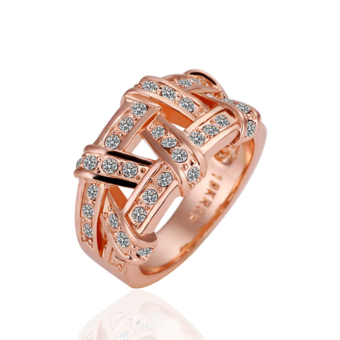 Beoefend Gedetailleerd Hollywood Rose Gold 18KRGP Alloy Ring - 8 Size