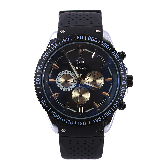 FUYATE 2140 Silicone Strap Mechanical Automatic Wrist Watch with 3 Mini ...
