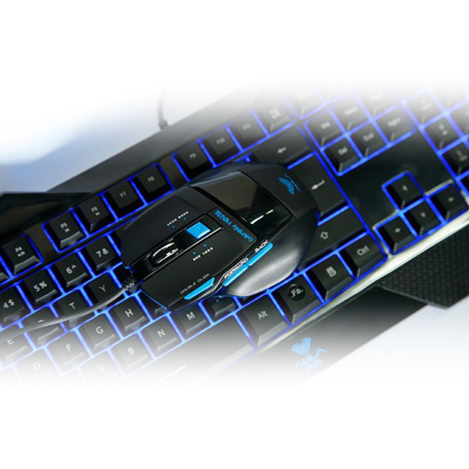 AULA LED Back-lit USB Gaming Keyboard and 7D Wired Optical Mouse