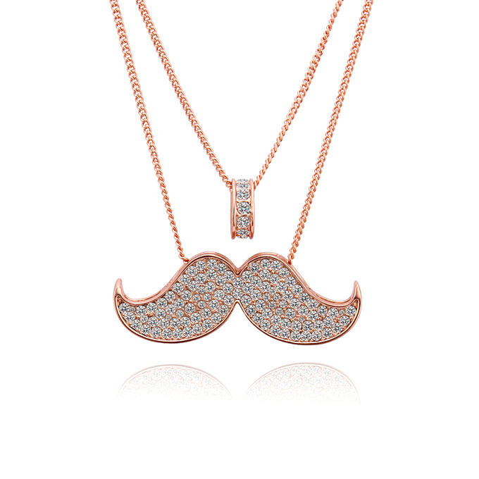 Beard with full Rhinestone Sweater Chain Necklace Torque for Woman