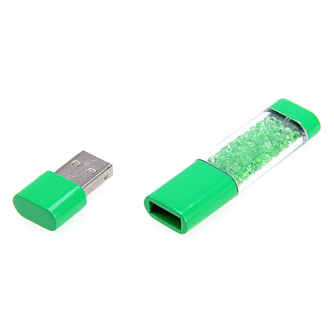 32G USB Flash Disk Memory Stick Drive with Blink CZ Diamond Green