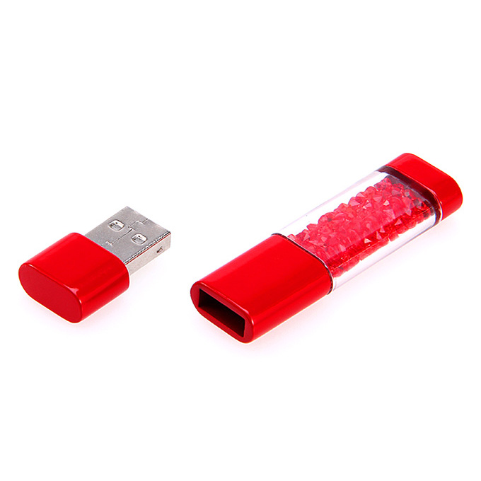 8G USB Flash Disk Memory Stick Drive with Blink CZ Diamond Red