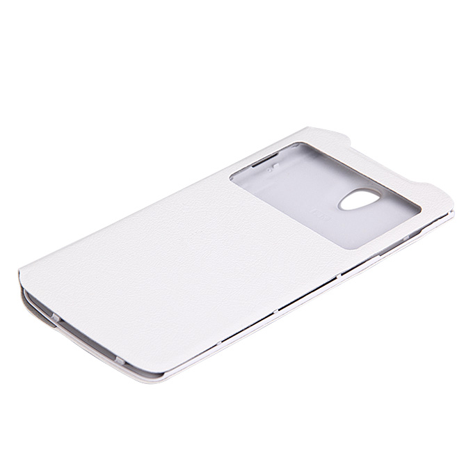 

New View Style Protective PU Leather Case Hard Flip Cover Shell for Doogee DG330 - White