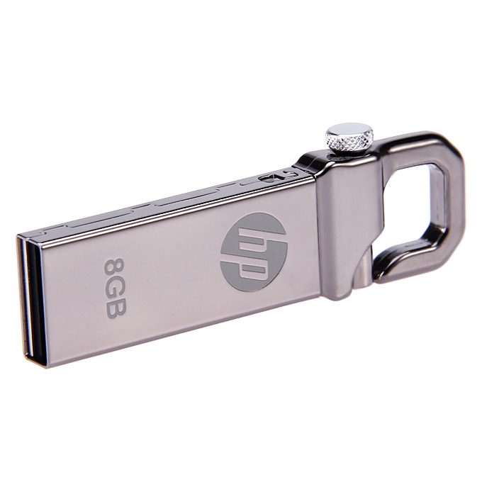 HP V250W 8GB USB Flash Drive U Disk Memory Stick w/ Keychain Grey