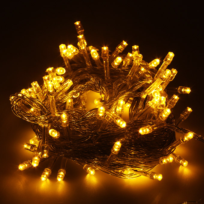 10M 100 LED 110V 8-Mode Fancy Ball Lights Decorative Christmas Party Festival Twinkle String Lamp Strip - Warm White US Plug