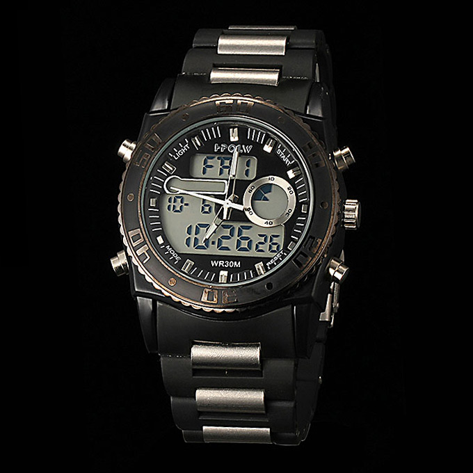 Hpolw FS583 Reloj deportivo analógicodigital de acero inoxidable LED