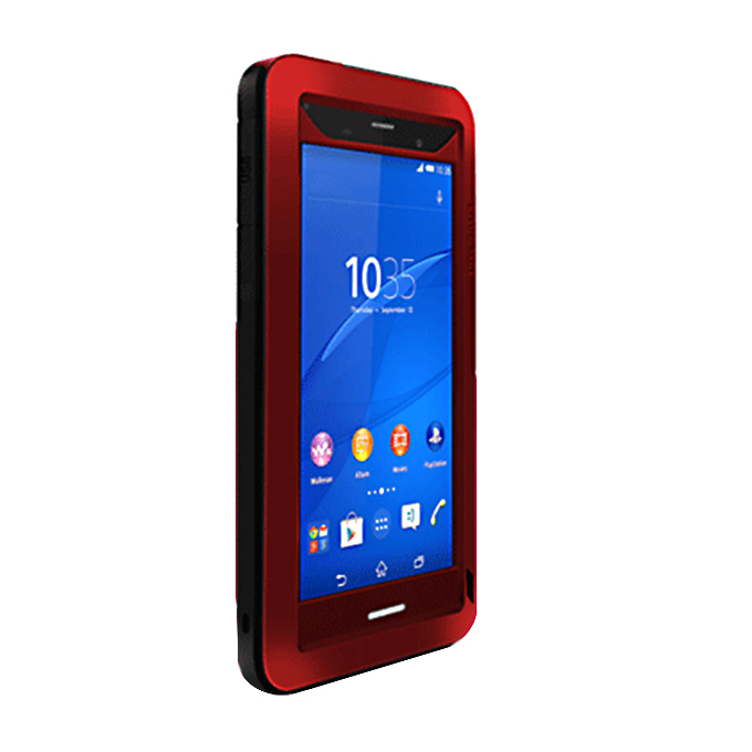 

Lovemei Aluminum Powerful Shockproof Gorilla Glass Metal Case Protective Cover for SONY Xperia Z3 - Red