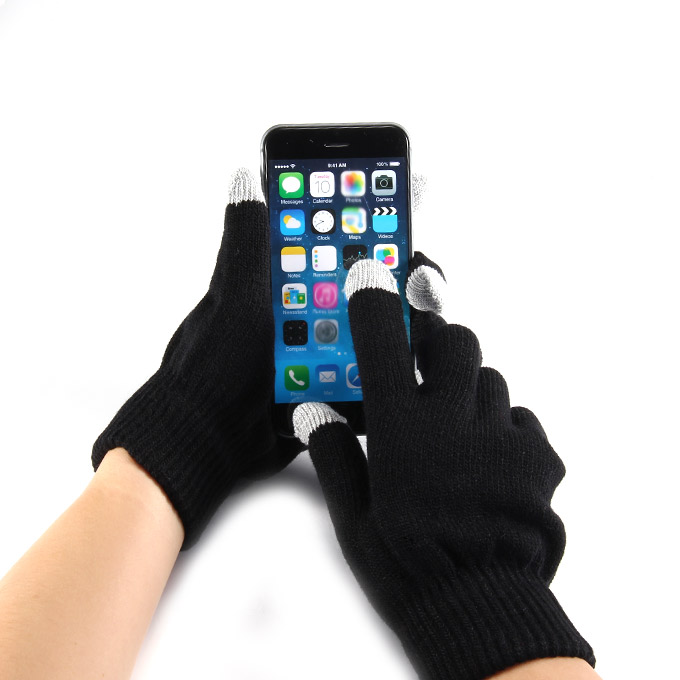 Unisex Magic Capacity Touch Screen Rękawiczki Texting Stretch Winter Knit for Smartphone Iphone Tablet - Black