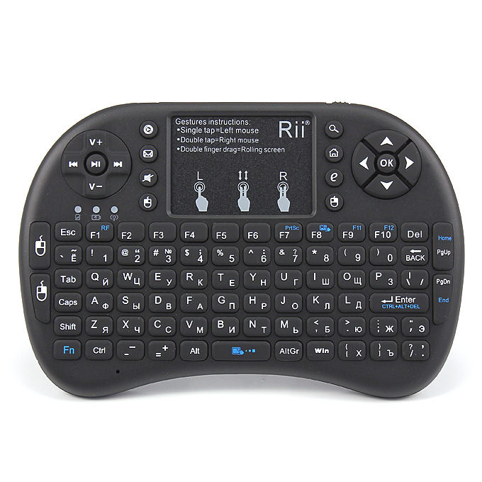 

Rii i8+ Russian Language 2.4GHz Wireless 92-Key Keyboard Air Mouse with Multi-Point Control - Black