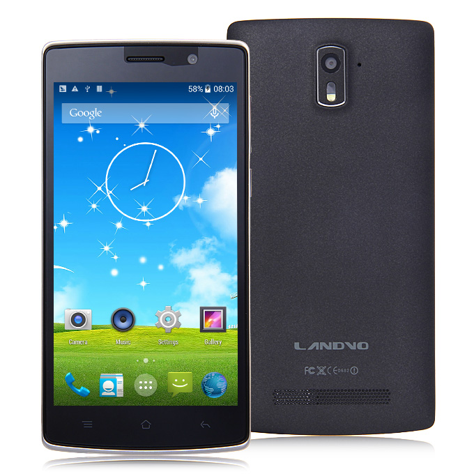 LANDVO L200S 5.0Inch IPS HD MTK6582 Quad Core 1.3GHz Smartphone Android 4.4 1GB RAM 8GB ROM 8MP 2MP Dual SIM 4G - Black