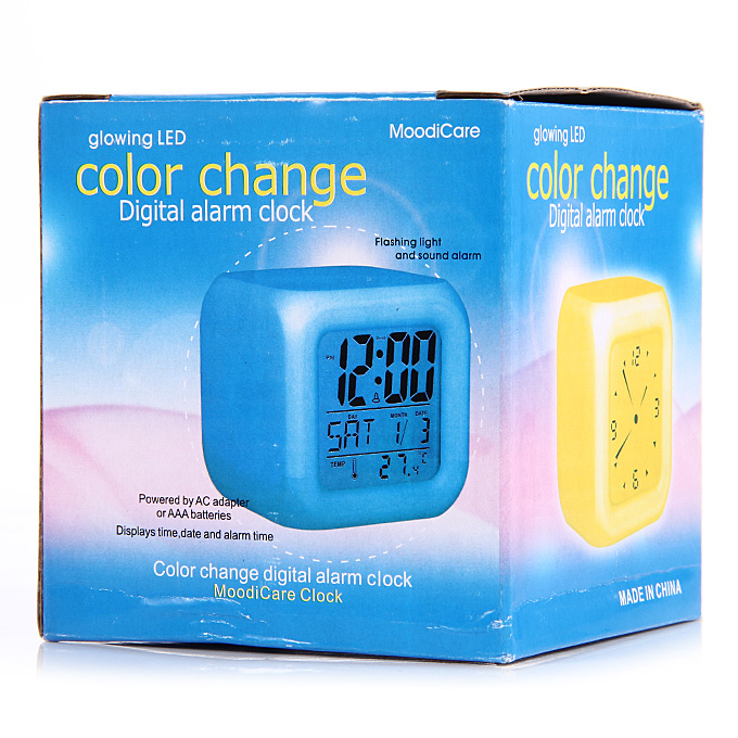 F001 Glowing LED Night Color Change Digital Alarm Clock w/ Tempreture