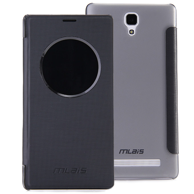 Protective PU Leather Hard Flip Cover Shell for MLAIS M52 Smartphone - Black