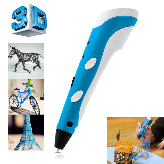 3D Stereoscopic Printing Pen Gen 1st  0.4mm Nozzle for 3D Drawing Doodling with ABS Filament Material - Blue