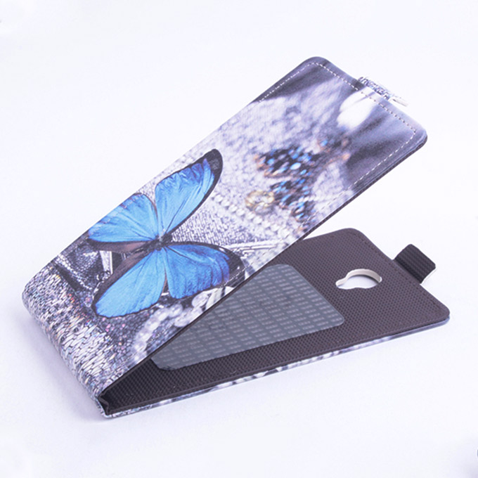 

Protective Hard Cover Colored Drawing Butterfly Flip Stand Leather Case for Elephone P6000 / Elephone P6000 Pro - Blue