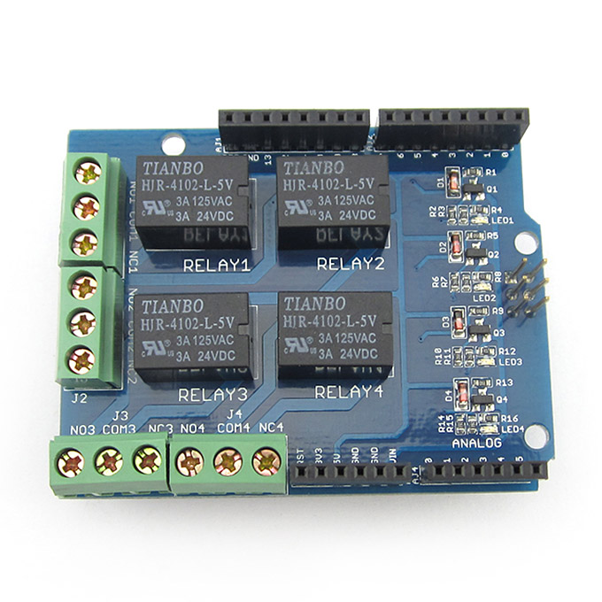 Module de relais de relais Arduino v1.0 5V 4 Compatible avec Mega2560