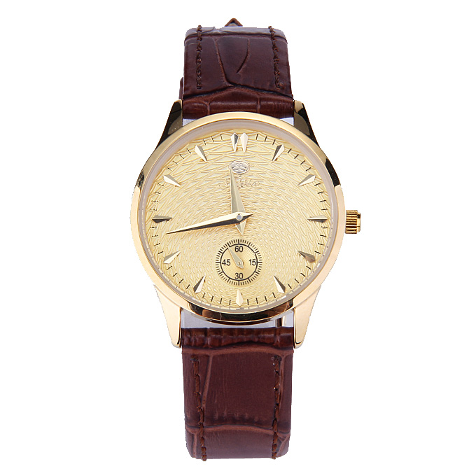 Jijia SG8008 2.5 Needles Women Quartz Watch Water Resistant Wristwatch - Golden + Brown