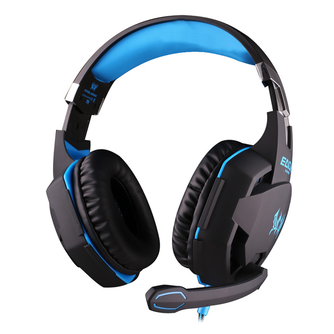

EACH G2100 Vibration Function Professional Gaming Headphone Game Headset With Mic Stereo Bass LED Light - Black+Blue