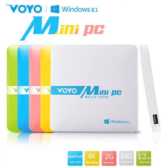 VOYO Mini PC Windows 8.1  Media Player Intel Z3735F 2G RAM 64G ROM WIFI XBMC KODI Bluetooth with 1000mAh Battery - White
