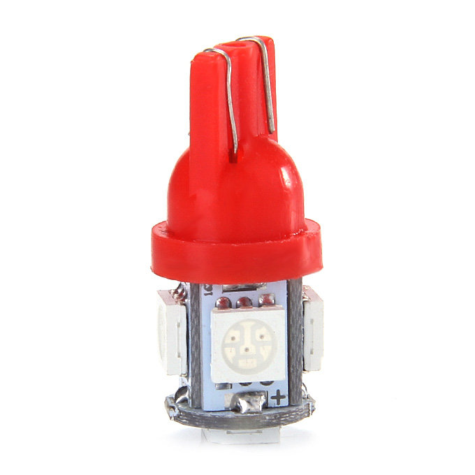 

T10-5050-5SMD 1W 12V 100lm 5xSMD 5050 LED Lamp Car Side Light Instrument / Reading / Parking / Fog Light - Red