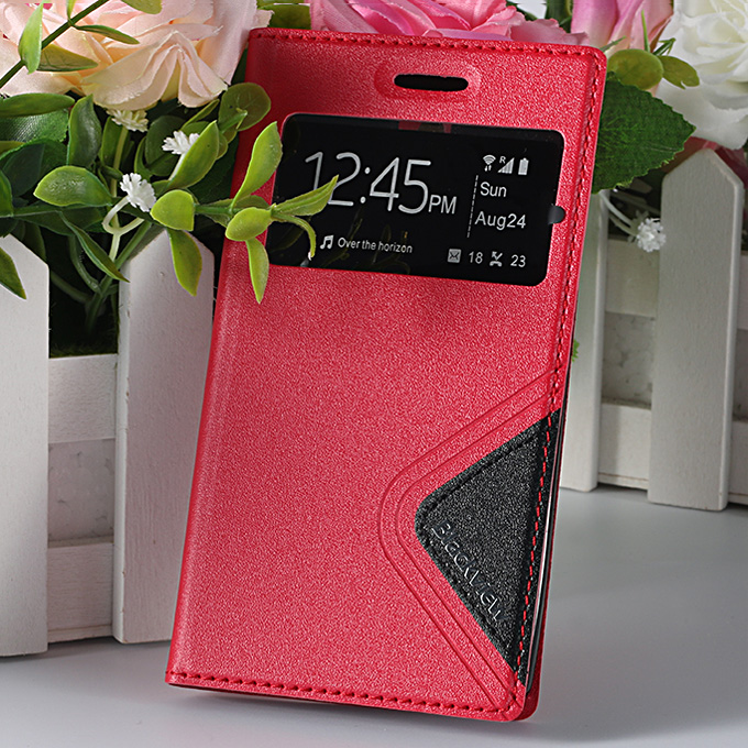

Window View Style Protective PU Leather Case Hard Flip Cover with Back Shell for Blackview Breeze Smartphone - Red