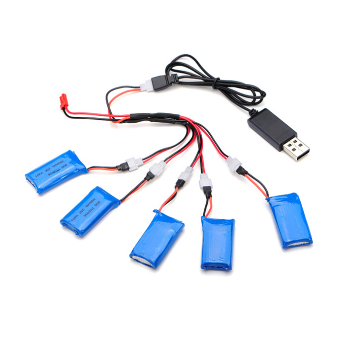 

H107C-004 5x3.7V 380mAh Battery 2 to 5 Cable USB Charging Cable