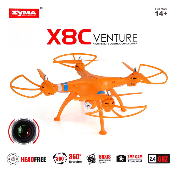 Orange Syma X8C RC Drone 2MP HD Camera Take Aerial Photo 2.4GHz RC Quadcopter