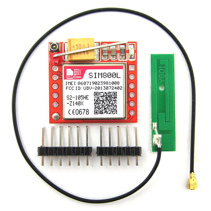 

SIM800L Quad-band Network GPRS GSM Breakout Module + 3G 3DBI PCB Antenna with IPEX interface