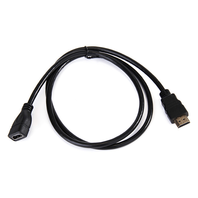HDMI Mannelijke naar HDMI Vrouwelijke Converter Adapter 1M Kabel Vergulde Connectoren HD 1080P - Zwart