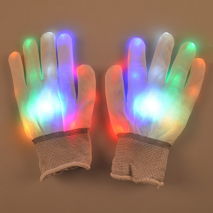 Guanti da palmo con LED colorati che emettono luce flash