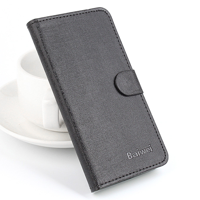 Contrast Color Protective Hard Cover Flip Stand Leather Case for OnePlus X Smartphone - Black