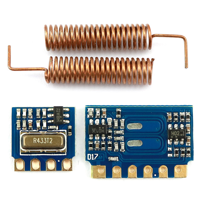 

Mini RF Transmitter Receiver Module 433MHz Wireless Link Kit w/ Spring Antennas for Arduino