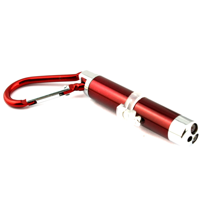 2-in-1 Mini portachiavi con puntatore laser rosso + torcia LED bianca  (batterie 3 *