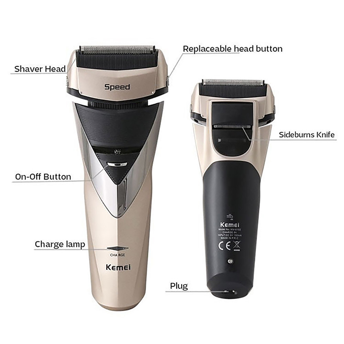 Kemei KM8102 3 Heads Rechargeable Electric Shaver