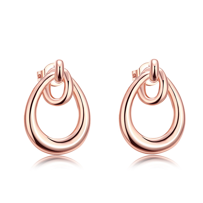 Rose Gold Simple Fashionable Water Drop Shape Earrings