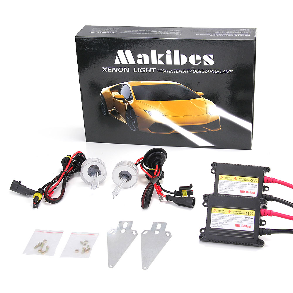 

Makibes 6000K H1 DC250 55W 12V Xenon HID Kit Car Headlight Xenon Bulb Slim Ballast - Black + Silver