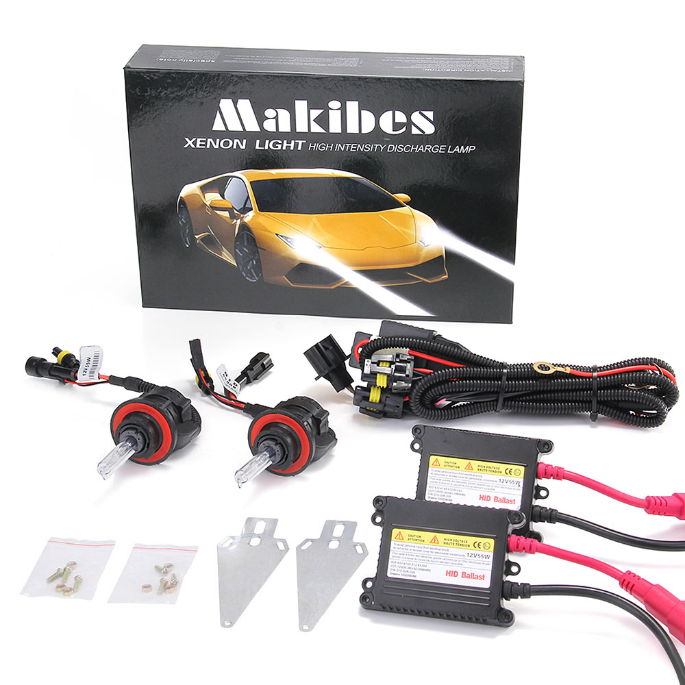 

Makibes 6000K H13-3 55W 12V Xenon HID Kit Car Headlight Xenon Bulb Slim Ballast - Black + Silver