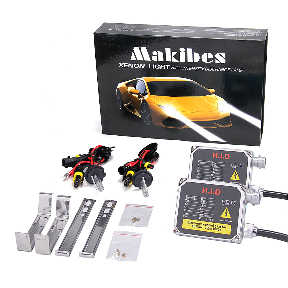 

Makibes 6000K H7 55W 12V F250 Xenon HID Kit Car Headlight Xenon Bulb Slim Ballast - Black + Silver