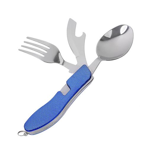 1x Outdoor Camping Portable Foldable Stainless Steel Spork Dinner Tableware NP 