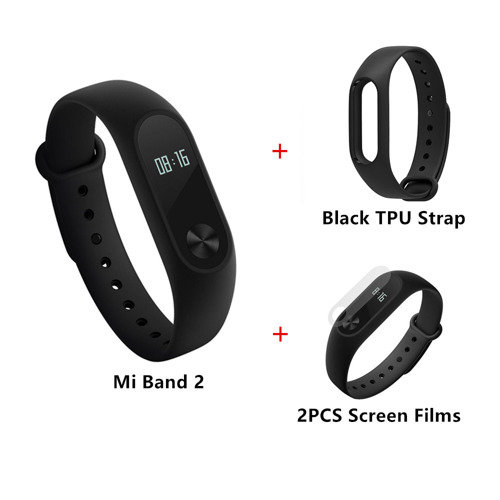 

Package A]Original Xiaomi Mi Band 2 Smart Bracelet + TPU Strap (Black) + Protective Screen Films (2PCS