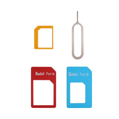 Kaisi 4 in 1 Sim Card Converter Adapter Kit Sim Card Slot Set Nano to Micro/Standard For iPhone 4/5 + Sim Tray Opener