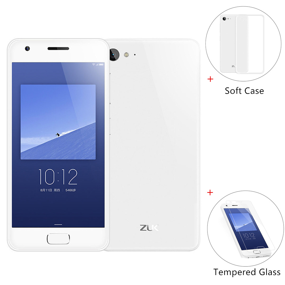 [Package B]Lenovo ZUK Z2 5.0inch FHD Android 6.0 OS 4G LTE Qualcomm Snapdragon 820 Quad Core 4GB 64GB Smartphone(White) + Tempered Glass + Soft Case