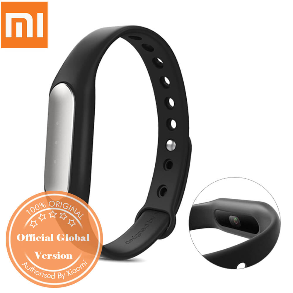 Global Version Original Xiaomi Mi Band 1S Heart Rate Monitor Smart Bracelet Bluetooth 4.0 IP67 Fitness Tracker with LED Light for Android &amp; iOS Global Version - Black