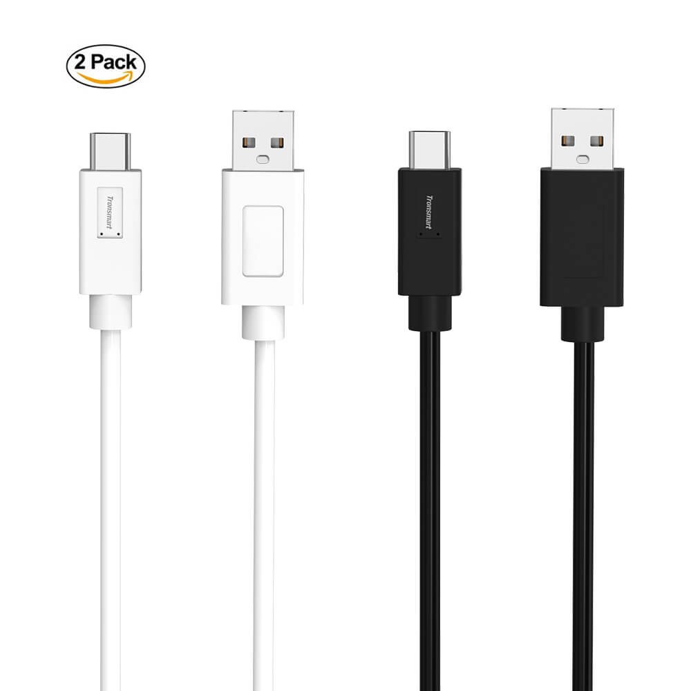 Tronsmart [2 Pack] USB2.0 3.3feet/1m*2 USB-C Male to USB-A Sync &amp; Charging Cable for Type-C Supported Devices Google Nexus 5X / 6P Google Pixel Google Pixel XL  LG G5 HTC 10 Lumia 950 - Black+White
