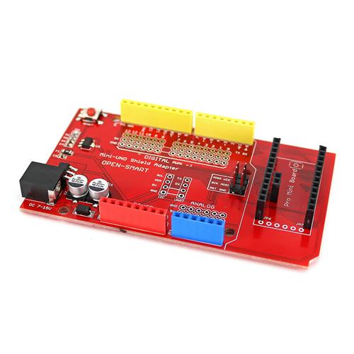 Pro Mini UNO Shield Adapter Board with Regulator / Fuse for Arduino - Red