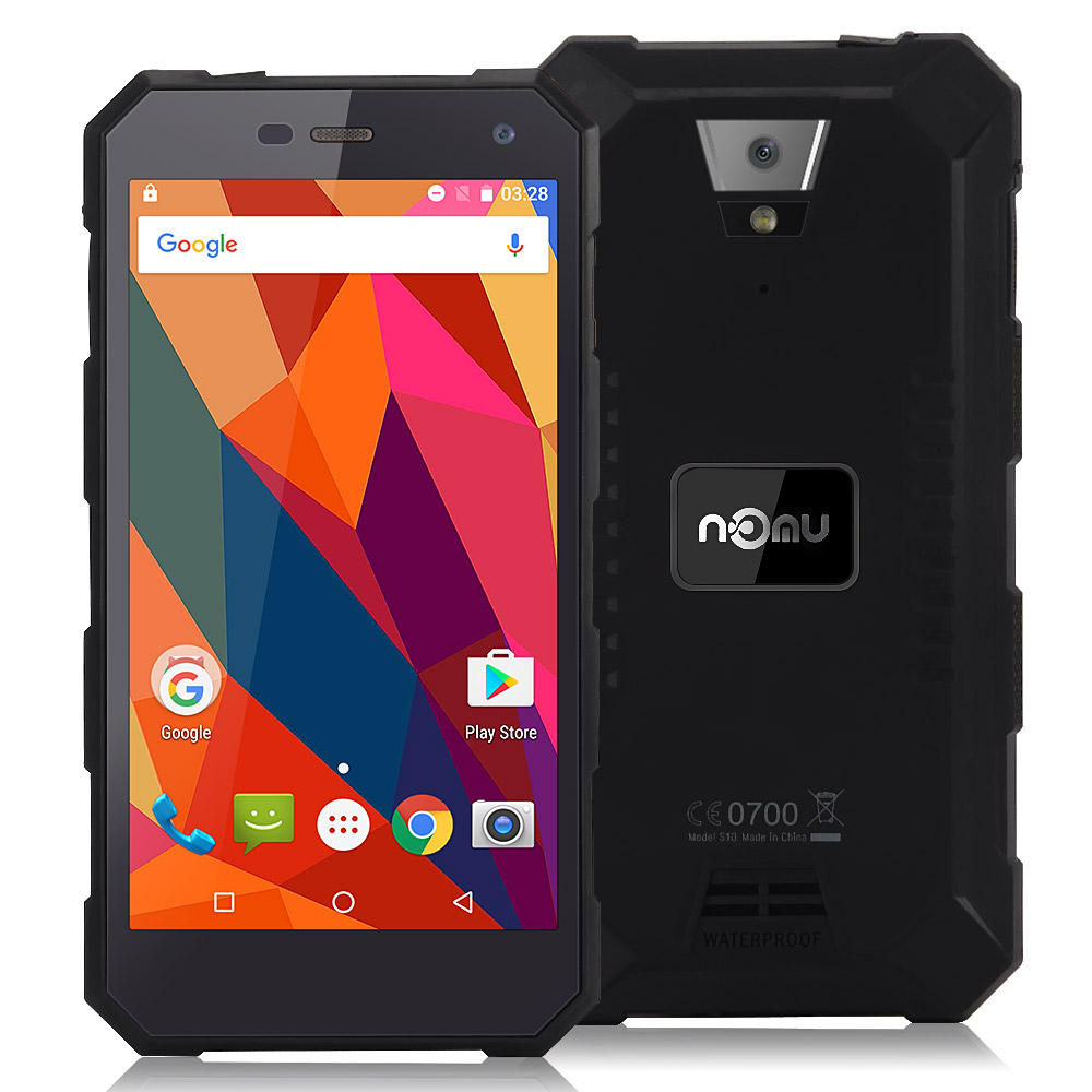 NOMU S10 IP68 Waterproof 5.0inch HD Android 6.0 4G LTE Rugged Phone MT6737T Quad-core 1.5GHz 2GB 16GB 13.0MP 5000mAh Battery OTG - Black