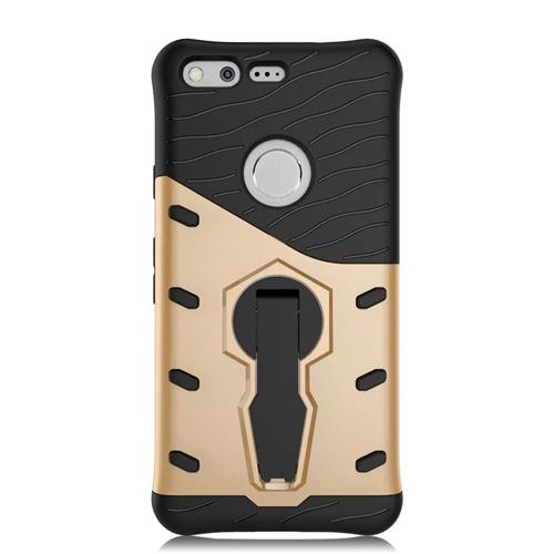 

Armour Series Protective Phone Case 360 Degree Rotating Bracket Stand Cover For Google Pixel - Gold