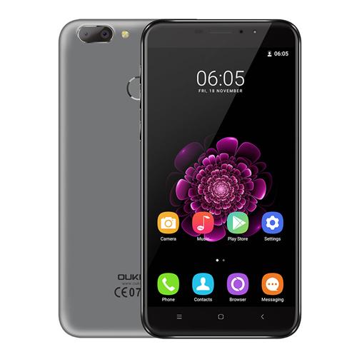 OUKITEL U20 Plus 5.5inch FHD Android 6.0 4G LTE Smartphone MT6737T Quad Core 1.5GHz 2GB RAM 16GB ROM Dual Rear Cameras 13.0MP+0.3MP TOUCH ID - GRAY